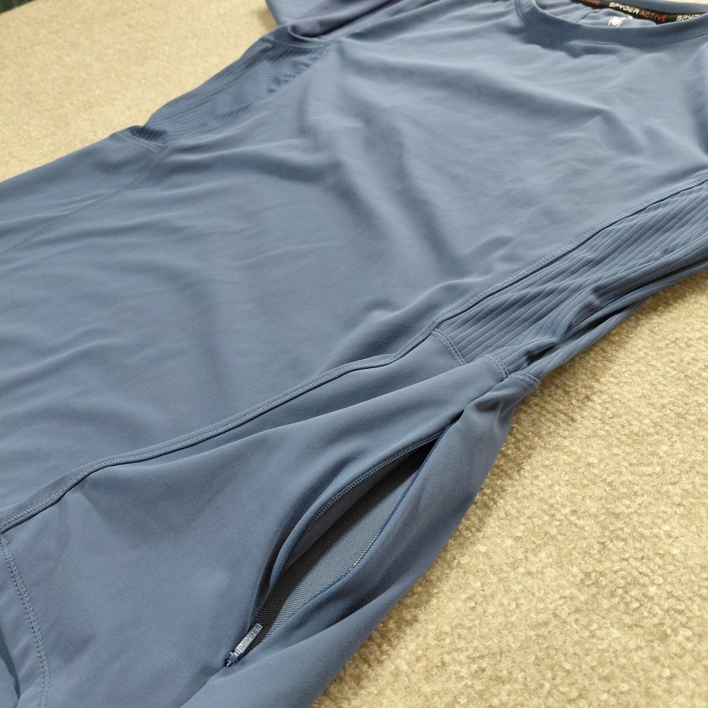 Spyder Active Women M Blue Long Sleeve Base Layer Top Crewneck Solid Nylon Soft - Picture 3 of 11